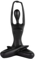 Present time ornament stretched lotus - zwart - 14.5x12x23.5cm - modern - kunststof