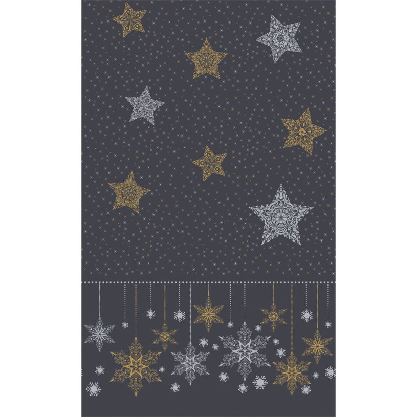 Duni tafellaken snowstars black 138x220cm