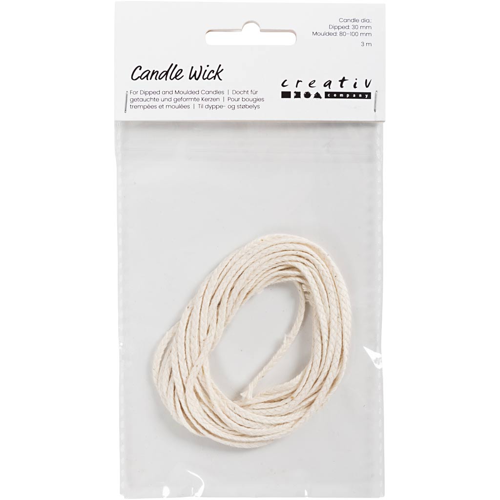 Creativ company lont voor gedoopte (dia. 22-30 mm) en gegoten kaarsen (dia. 60-80 mm), 3m