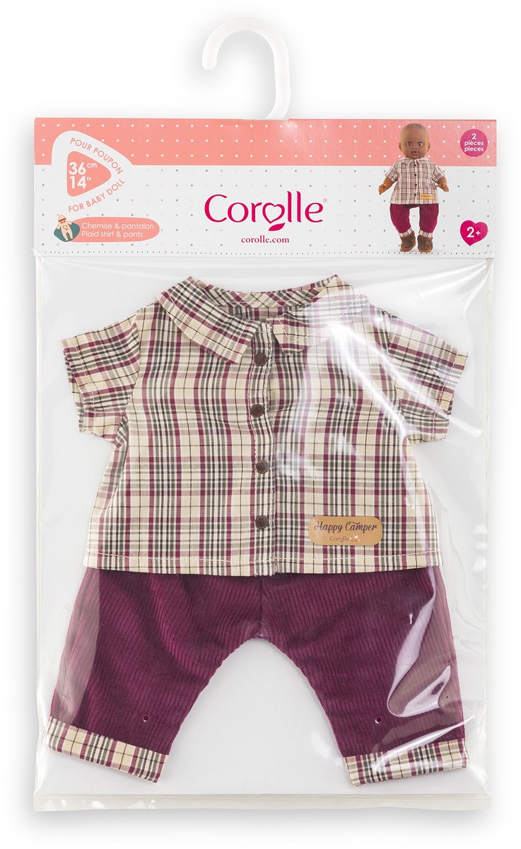 Corolle poppenoutfit geruit shirt en broek voor 36cm poppen. m