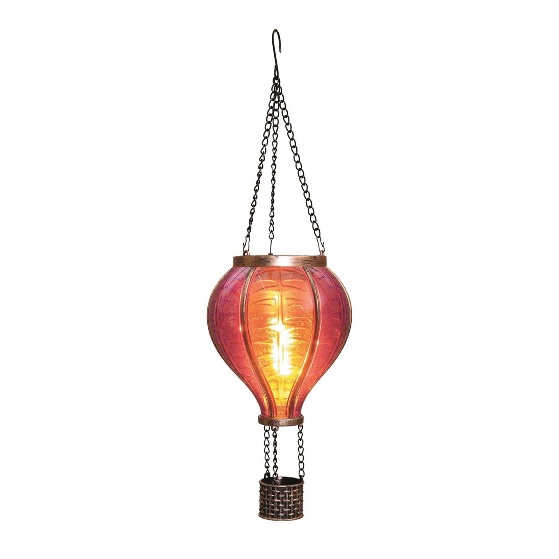 Anna's collection led solar luchtballon roze 11x36cm