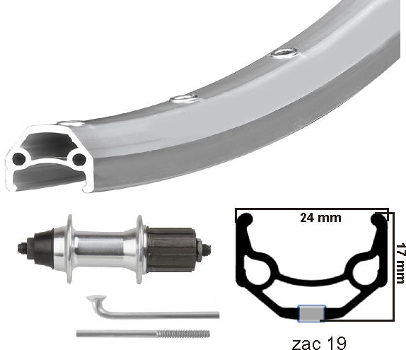 Kgs Hinterrad 26 Zoll (559) Rodi Zac 19 Felge silber Kassette 8-9-fach Ausfallende