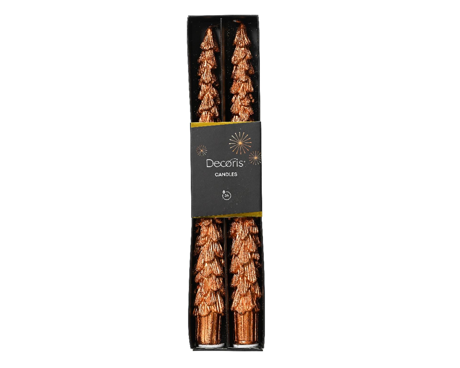 Decoris dinerkaars kerstboom koper 25cm 2-delig