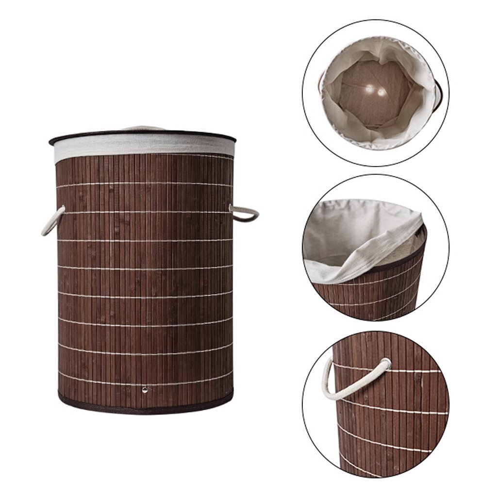 Homestyle Pro bovine faltbarer Bambus-Wäschekorb 35x50 cm braun weiß