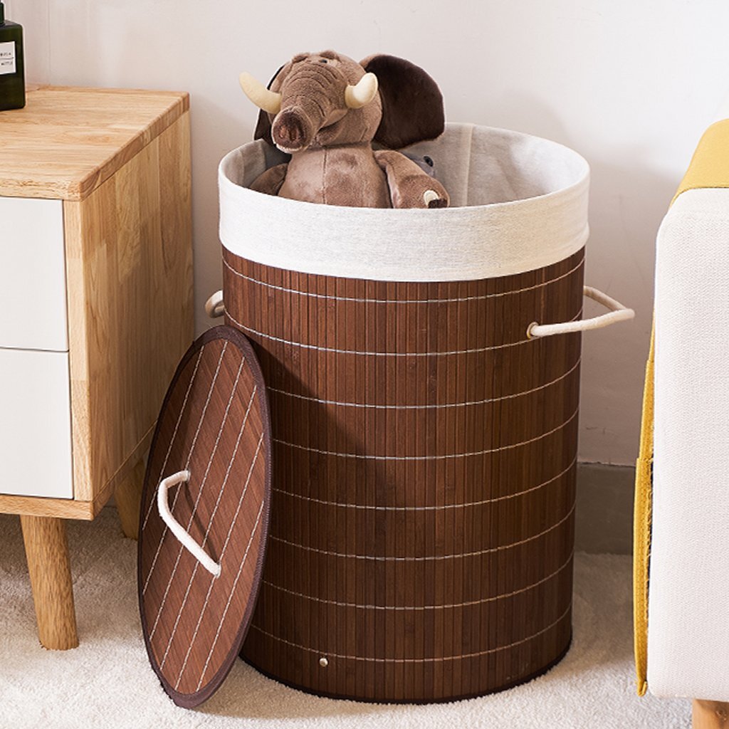 Homestyle Pro bovine faltbarer Bambus-Wäschekorb 35x50 cm braun weiß