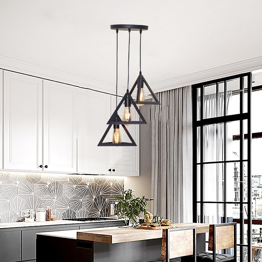 Homestyle Pro mk022-b industrielle Pyramiden-Pendelleuchte, schwarzes Metall