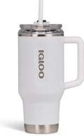 Igloo - flip ‘n’ sip - drinkbeker met rietje - wit - 0,946l - thermosfles - rvs - drinkbeker voor school