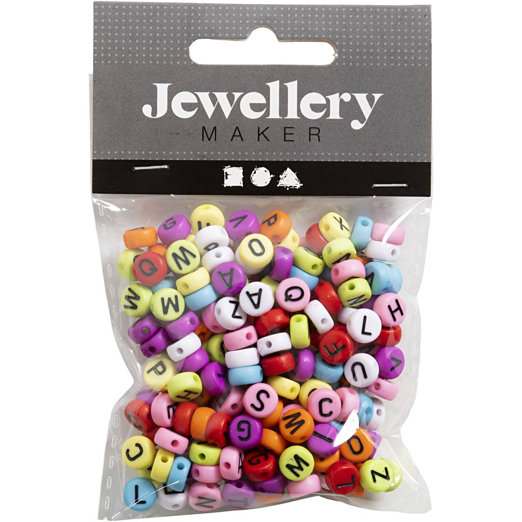 Creativ company ronde letterkralen diverse kleuren, 25 gram