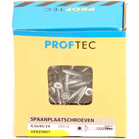 Dynaplus unischroef spaanplaatschroef verzinkt platkop voldraad torx tx20 4.0x40 | 200 stuks - 0281.01.25601
