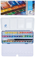 Van gogh aquarelverf set in metalen blik met 36 kleuren in halve napjes + 1 penseel