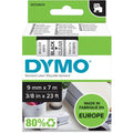 Tapes dymo d1 polyester 9mmx7m zwart-tranpsarant glanzend