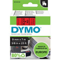 Tapes dymo d1 polyester 9mmx7m zwart-rood glanzend