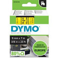 Tapes dymo d1 polyester 9mmx7m zwart-geel glanzend