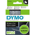 Tapes dymo d1 polyester 12mmx7m wit-transparant glanzend