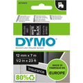 Dymo tapes d1 polyester 12mmx7m wit-zwart glanzend