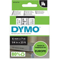 Tapes dymo d1 polyester 6mmx7m zwart-transparant glanzend