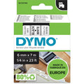 Dymo tapes 43613 polyester zwart-wit 6mmx7m glanzend