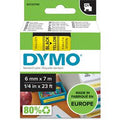 Tapes dymo d1 polyester 6mmx7m zwart-geel glanzend