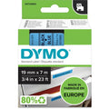 Tapes dymo d1 polyester 19mmx7m zwart-blauw glanzend