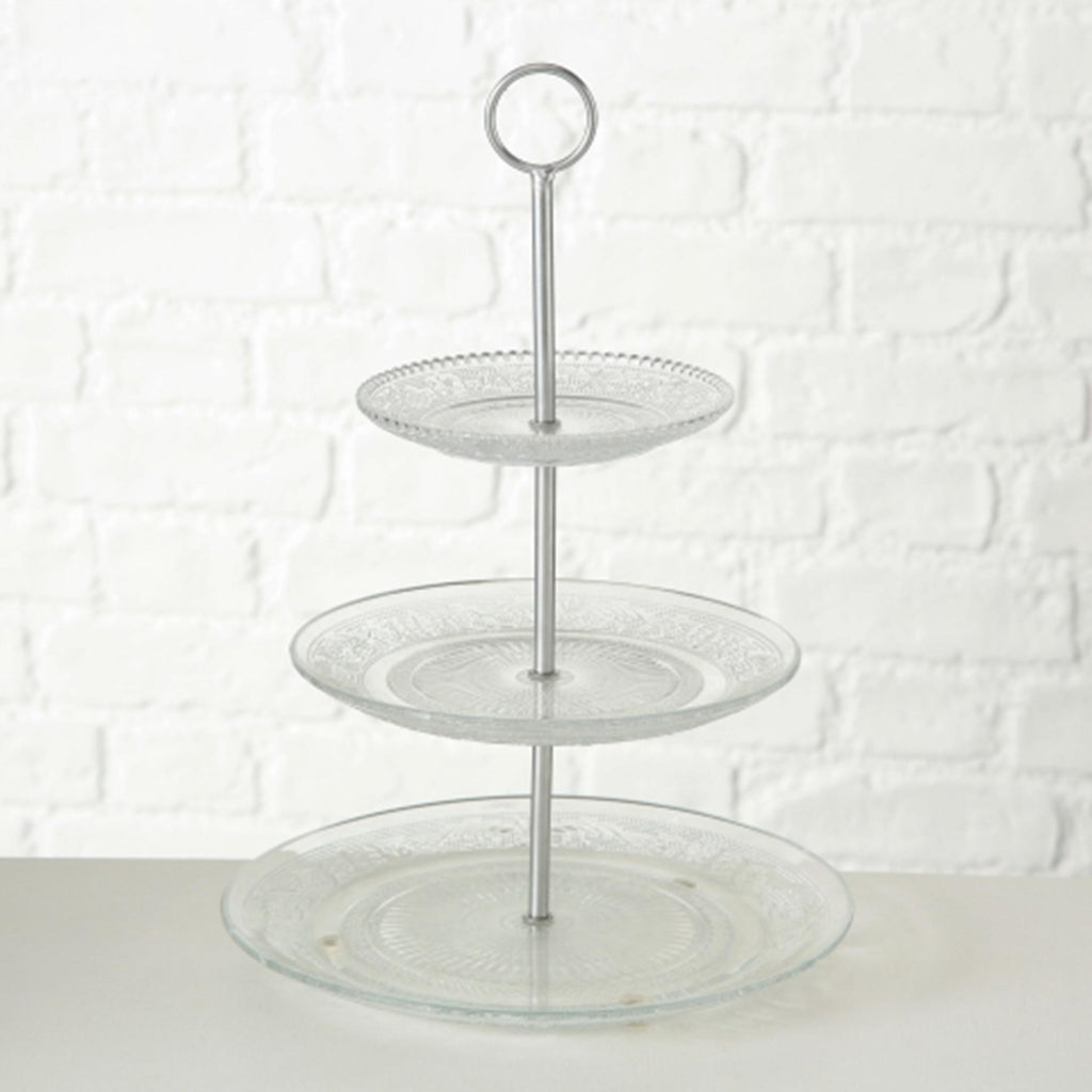 Boltze home etagere relief h35cm glas