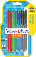 Paper mate inkjoy 100rt intrekbare balpennen | medium punt (1,0 mm) | zwart, blauw, rood en groen | 8 stuks