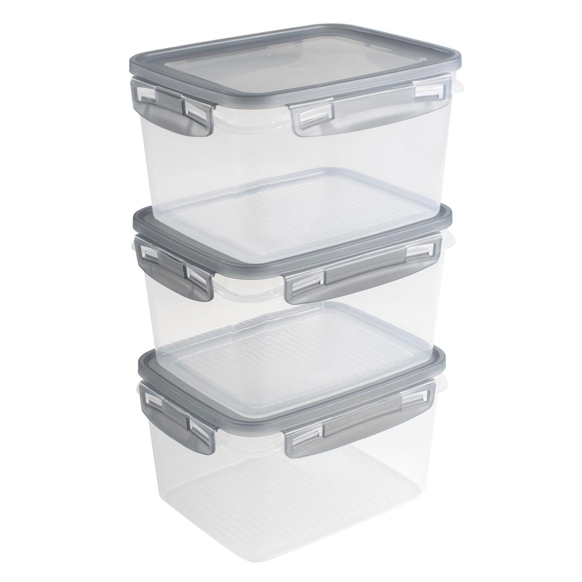 Sunware club cuisine diepvriesdozenset met clips set van 3 1,5l transparant grijs