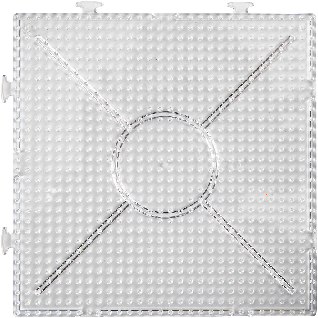 Creativ Company Bügelbrett mit Perlenmuster, durchsichtig, quadratisch, 15x15cm, 2 Stück.
