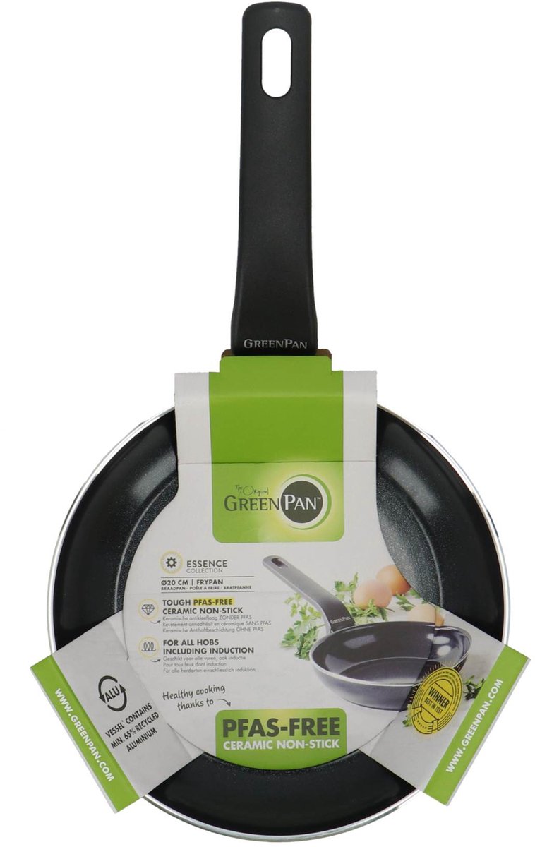 Greenpan essence koekenpan met keramische antikleeflaag - pfas vrij - ø 20cm
