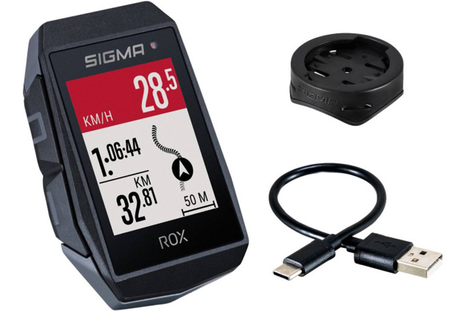 Sigma ROX 11.1 EVO GPS-Fahrradcomputer mit Standard-Lenkerhalterung – Schwarz