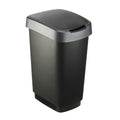 Rotho Twist Abfalleimer 25l, dunkel silber