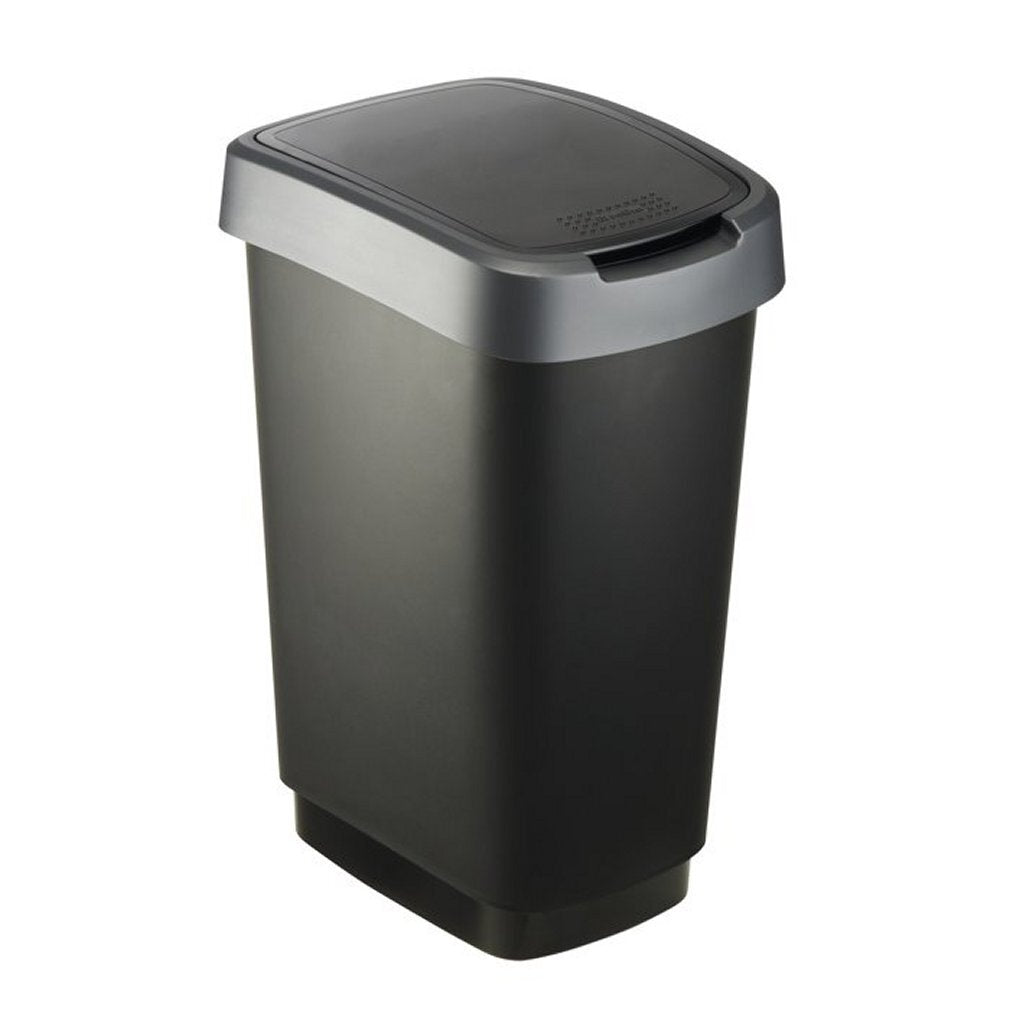 Rotho Twist Abfalleimer 25l, dunkel silber
