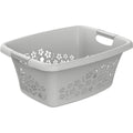 Rotho Wäschekorb mit Blumenmuster, 25 l, kühlgrau