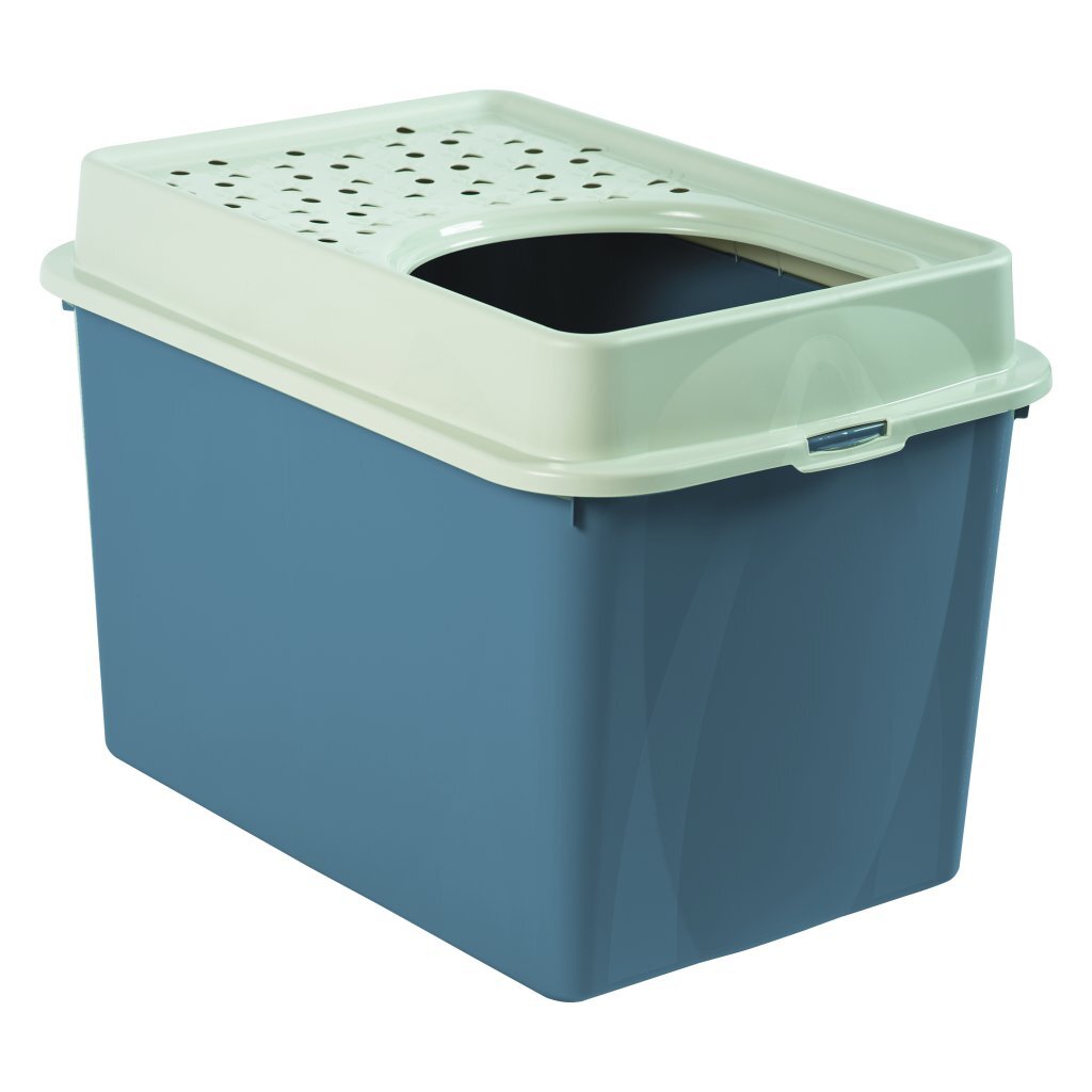 Rotho Eco Berty Katzentoilette mit oberem Einstieg, blauer Sand