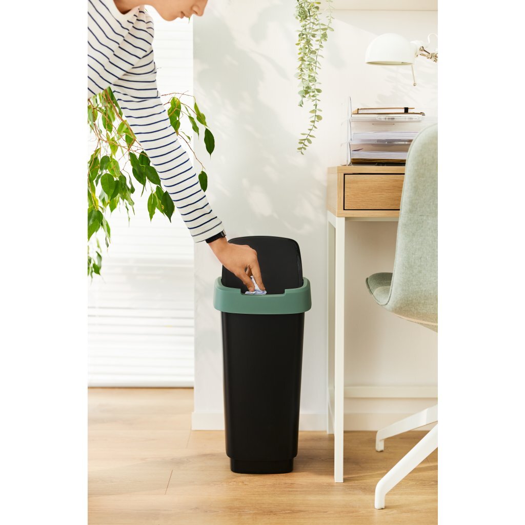 Rotho twist afvalbak 50l mistletoe groen antraciet