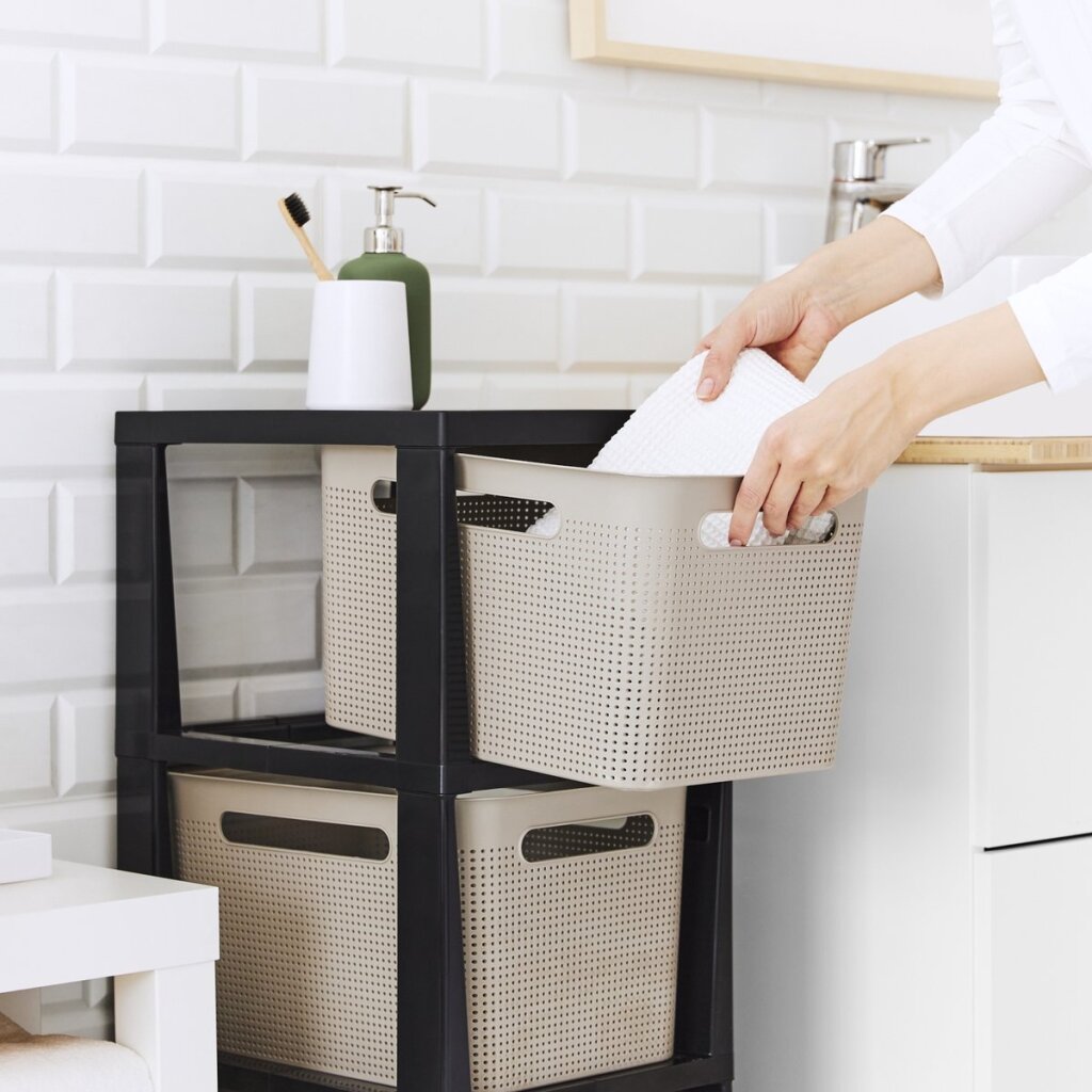 Rotho Tower Brisen Design Kommode 3x16l mit Rollen Cappuccino