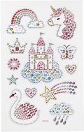 Creativ company diamond stickers - unicorn motief - magische stickers - zelfklevende strass glitter stickers - feestelijke luxe versiering - creatieve plakdiamant stickers - 1 vel