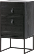 Woood zola nachtkastje incl. lade en deur - grenen - zwart - 74x40x35
