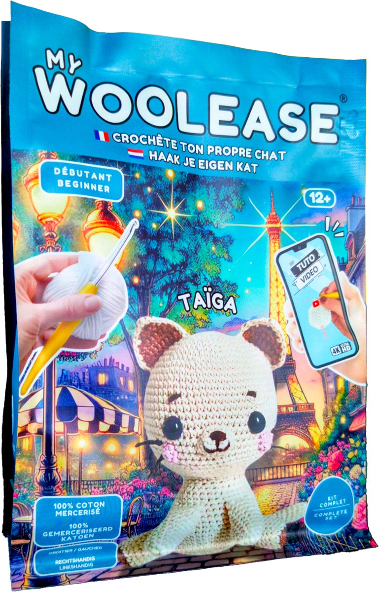 Geronimo games my woolease - haakpakket - crochet kit - taïga the cat - diy - vanaf 12 jaar oud -