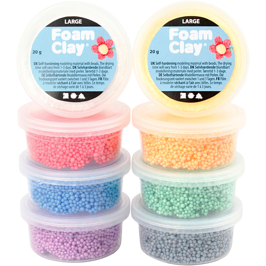 Creativ company foam clay large basisset van 8 kleuren - boetseren - aan de lucht drogende klei