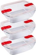 Pyrex - cook heat schaal 1,1 liter rechthoek set van 3 stuks - transparant rood