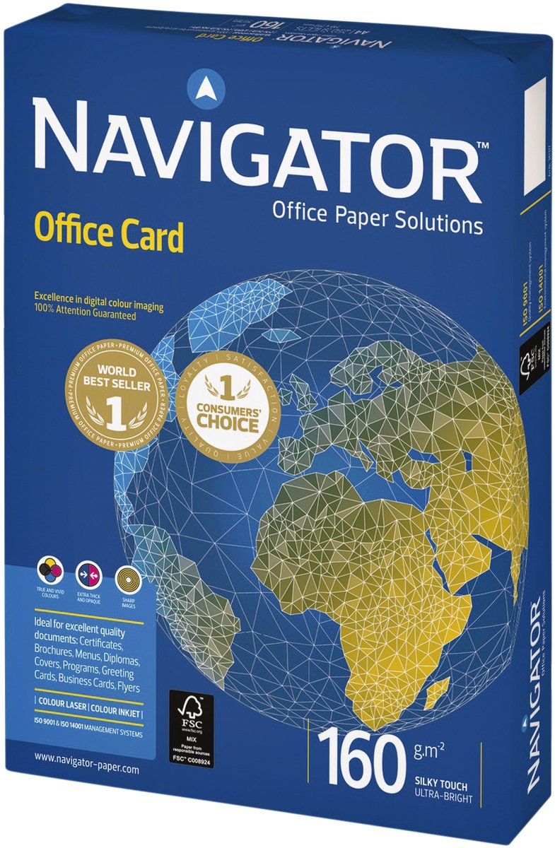 Kopieerpapier navigator a4 160 g m² glad wit 250 vellen