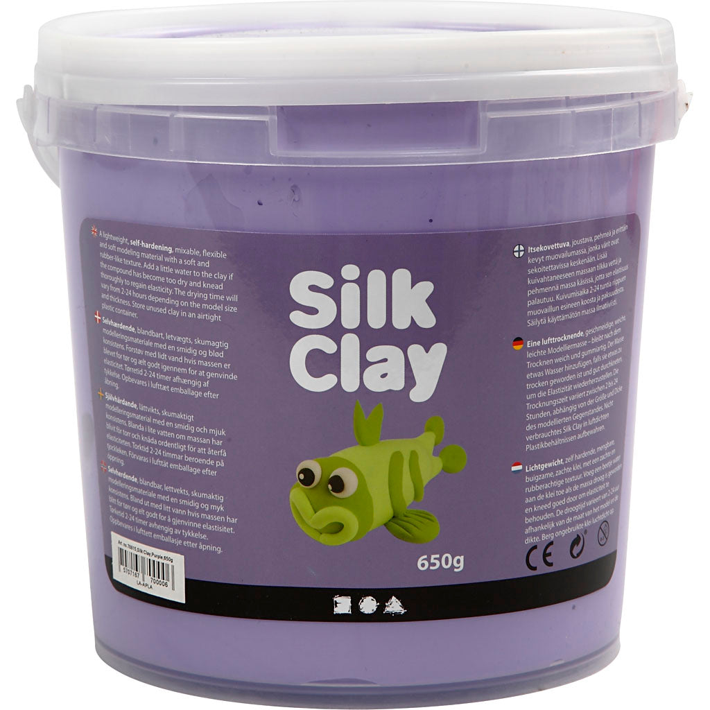 Silk clay paars – zelfhardende klei – zachte lichtgewicht boetseerklei – 650 gram