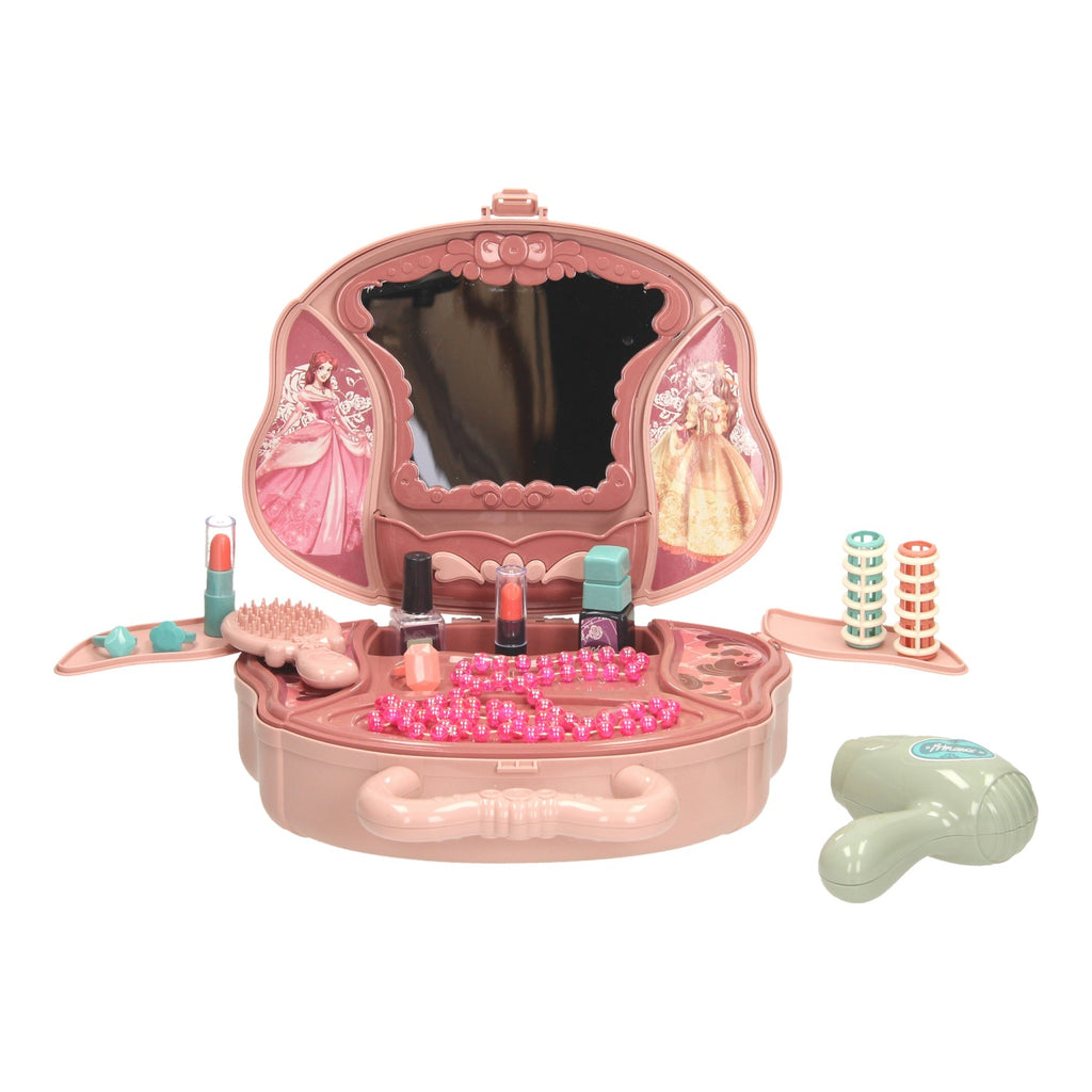 Beautycase kaptafel roze in speelkoffer