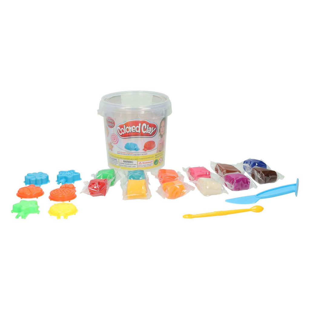 Lobbes speelgoed bv lobbes kleiset speelgoed opbergbox - 12 kleuren klei en lolly's maken.