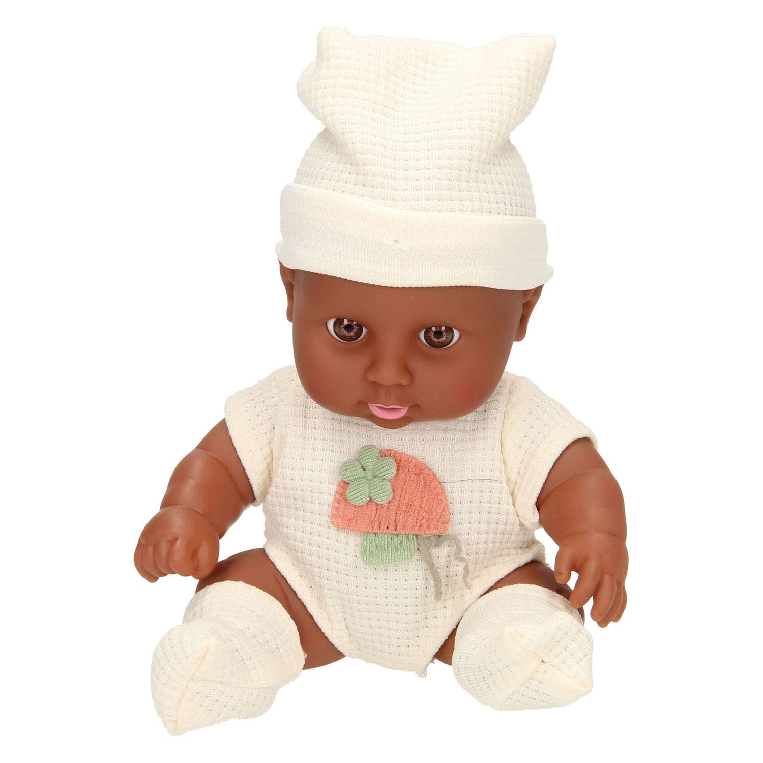 Lobbes Babypuppe mit Waffel-Outfit und Hut