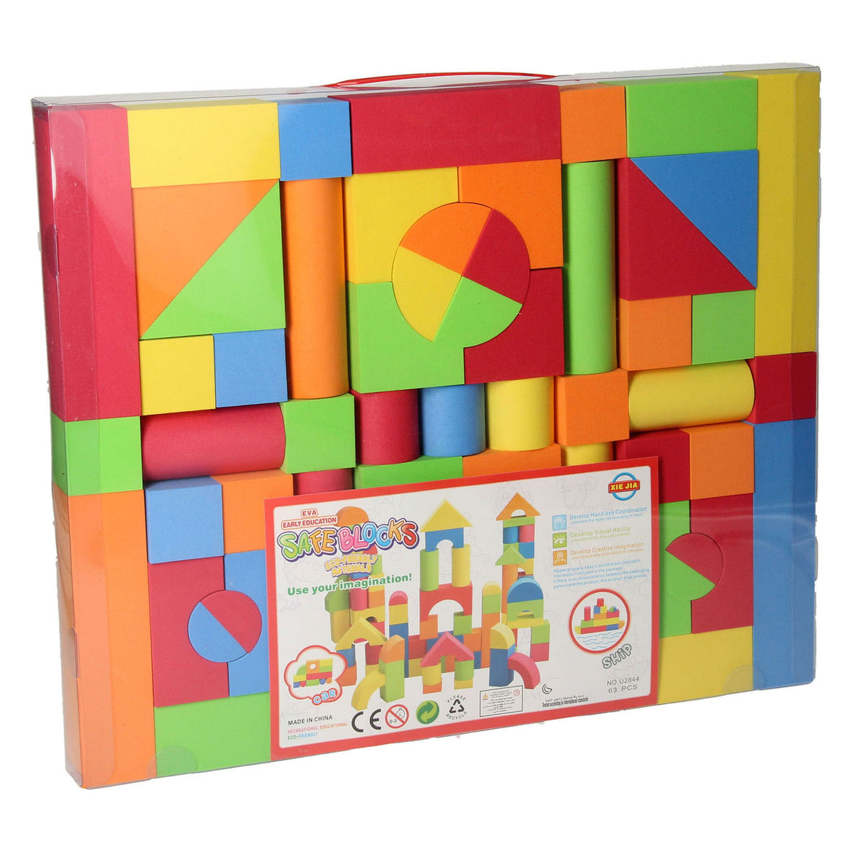 Lobbes speelgoed bv lobbes foam bouwblokken set - 63-delig - kleurrijk constructiespeelgoed.
