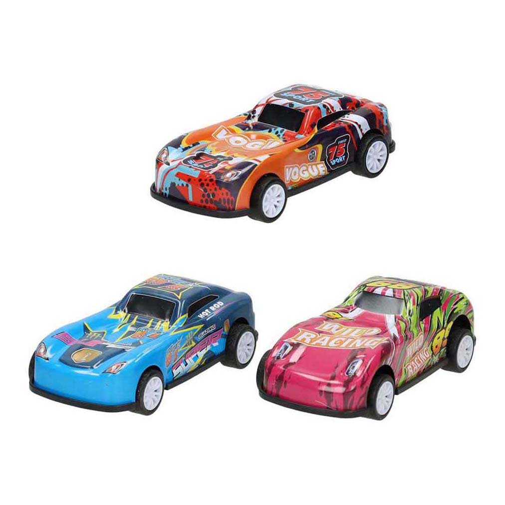 Rennwagen-Rückwärtssalto-Set mit Rückziehmechanismus - 3-teilig.