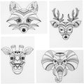Creativ company vellen krimpfolie met motieven wilde dieren, 4st.