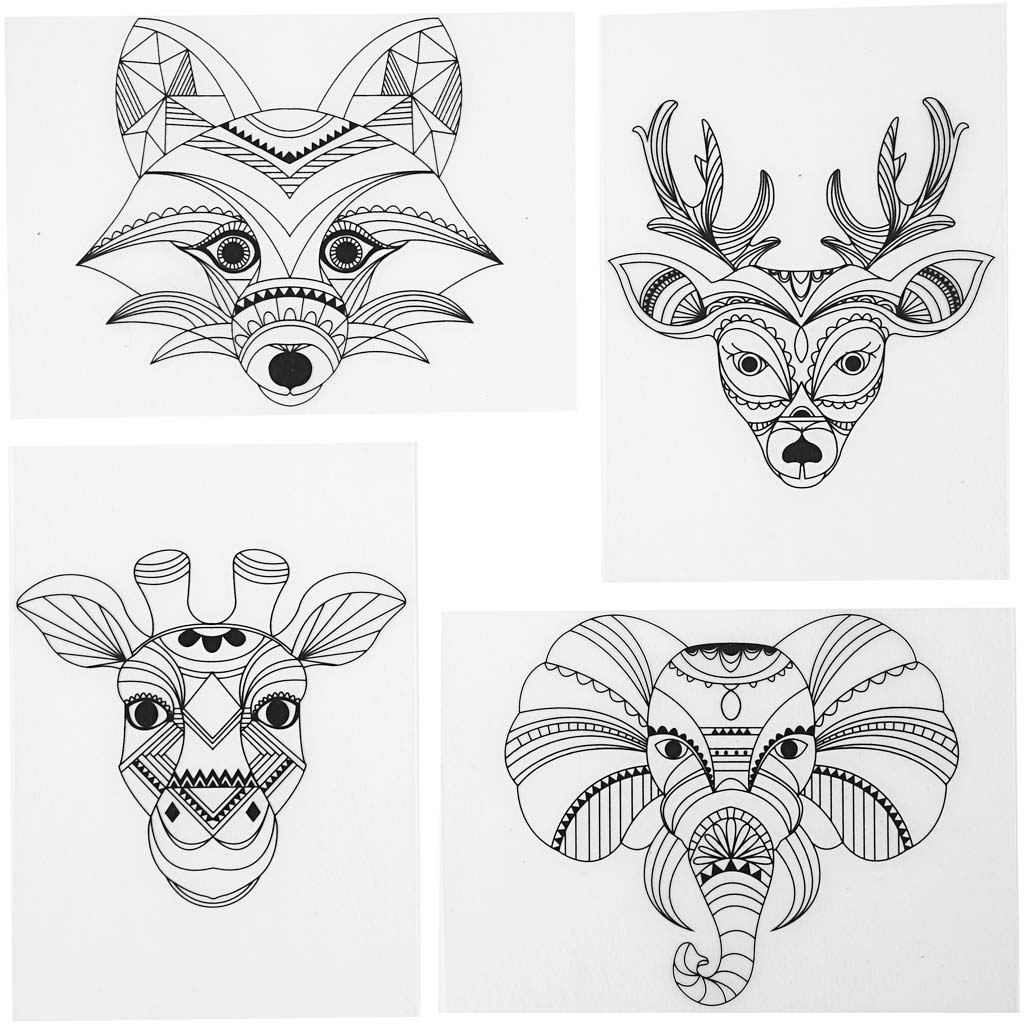 Creativ company vellen krimpfolie met motieven wilde dieren, 4st.