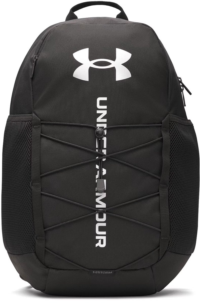 Under armour hustle sport 6.0 backpack-blk unisex sporttas - zwart - zwart - metallic silver